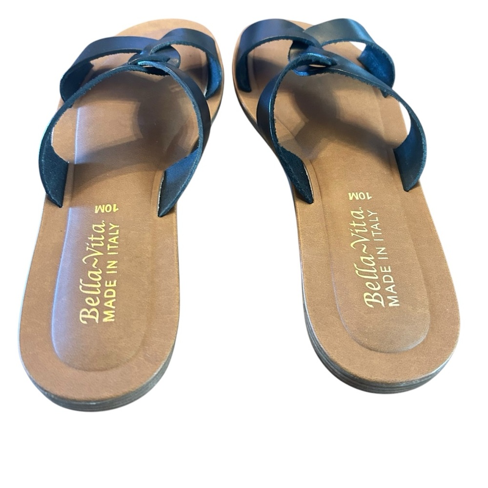 Bella Vita Dov-Italy Slide Sandal Black Leather Minimalist Casual NEW Size 10 - Picture 4 of 10